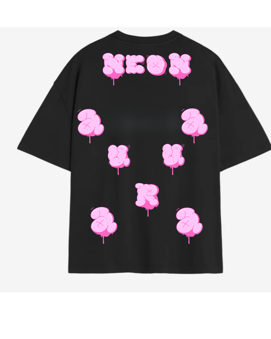 Camiseta Oversize Negra NEON Pink