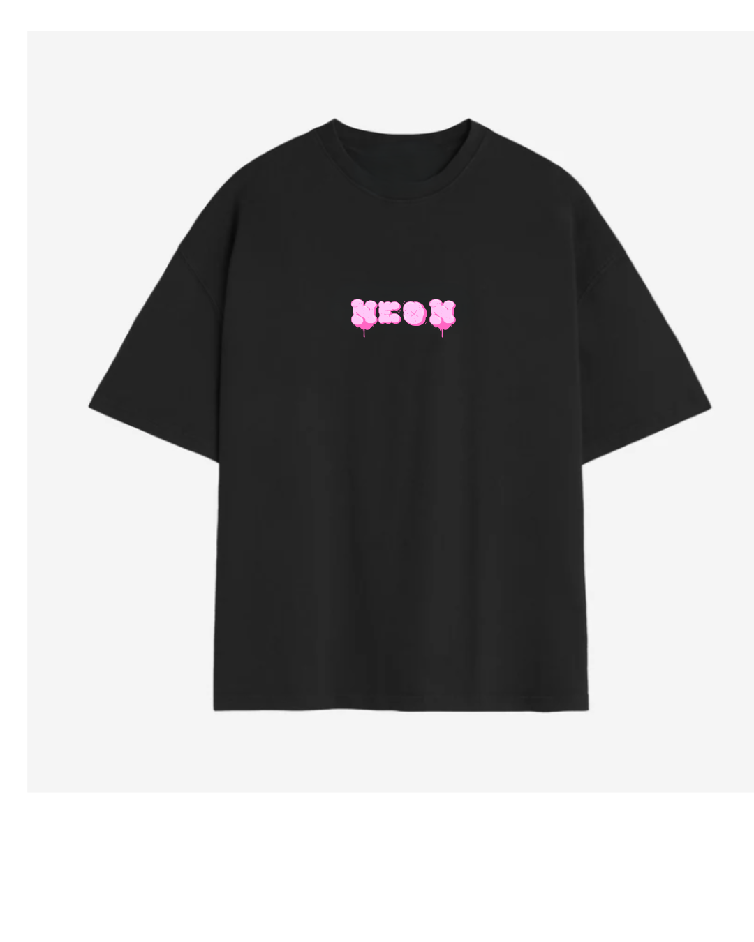 Camiseta Oversize Negra NEON Pink