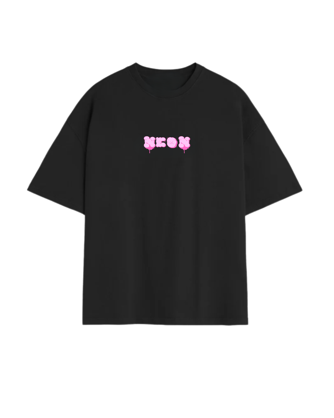 Camiseta Oversize Negra NEON Pink