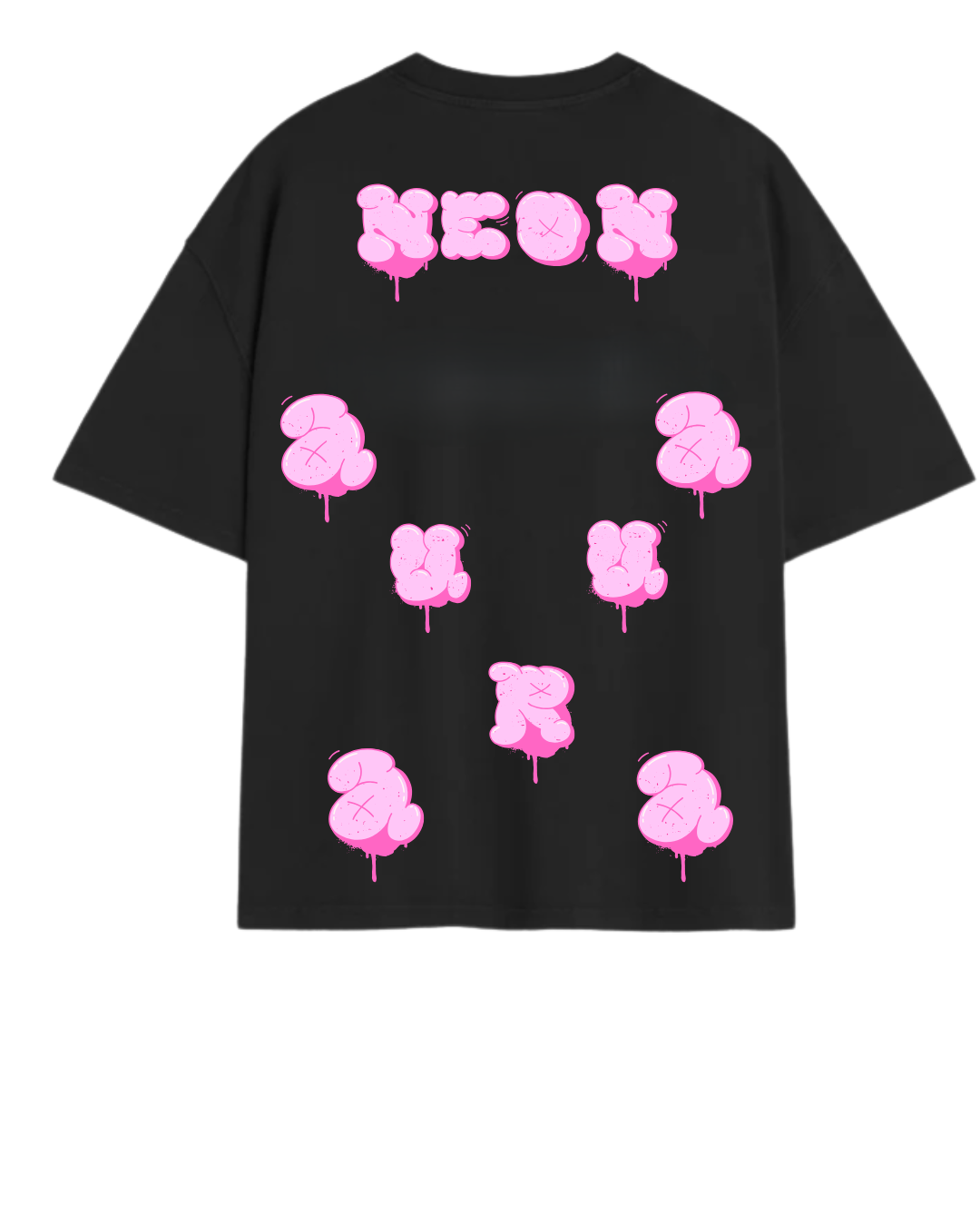 Camiseta Oversize Negra NEON Pink
